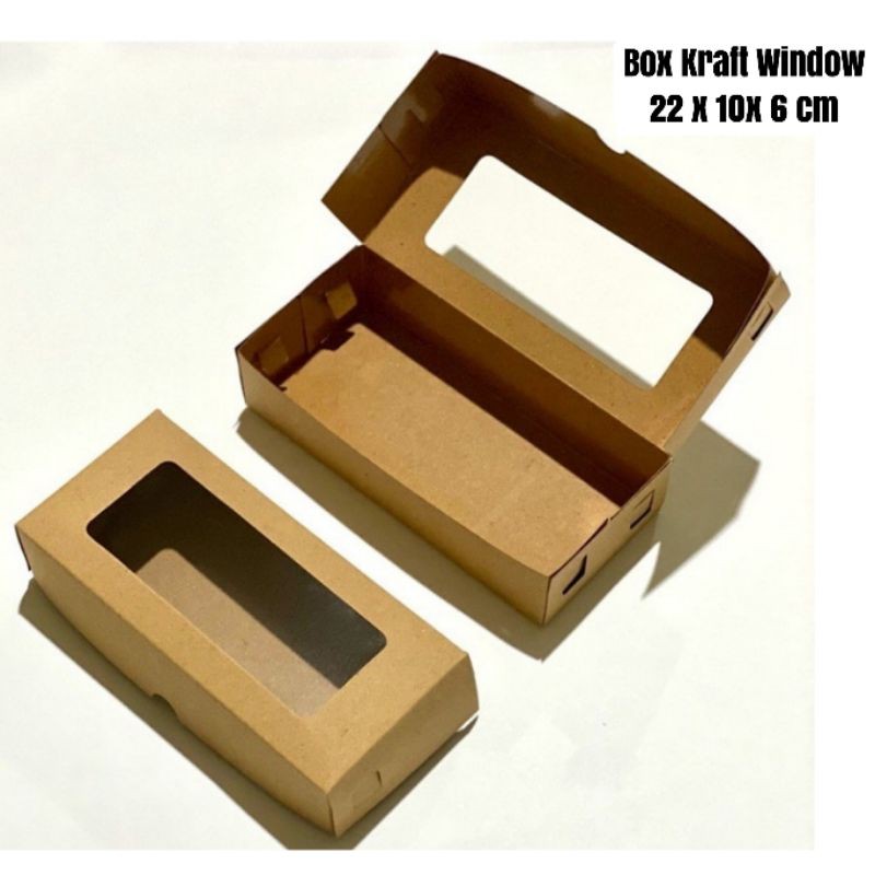 

BOX BROWNIES WINDOW KRAFT Uk 22x10x5cm @10pcs KOTAK DUS KUE BROWN KRAFT