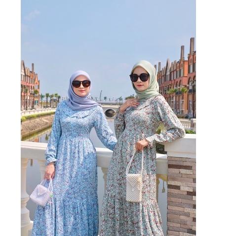 Harga Bersahabat.. Laiqa dress muslim wanita motif bunga cantik busui adem | homedress muslim | dres