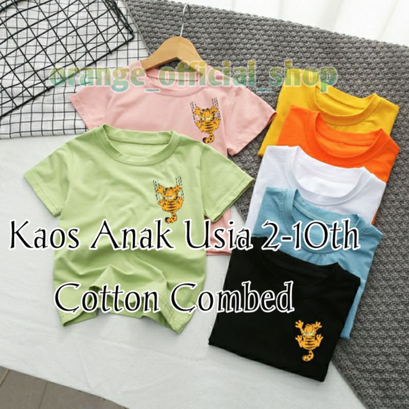 Baju Anak Unisex KUCING GARFIELD Kaos Oblong Anak Atasan Tshirt Anak Kaos Anak Lengan Pendek