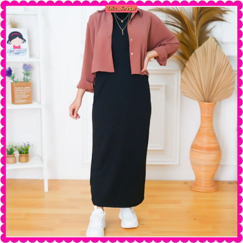 Inner Dress Span / Longdress Span / Inner Span Jersey Tanpa Lengan