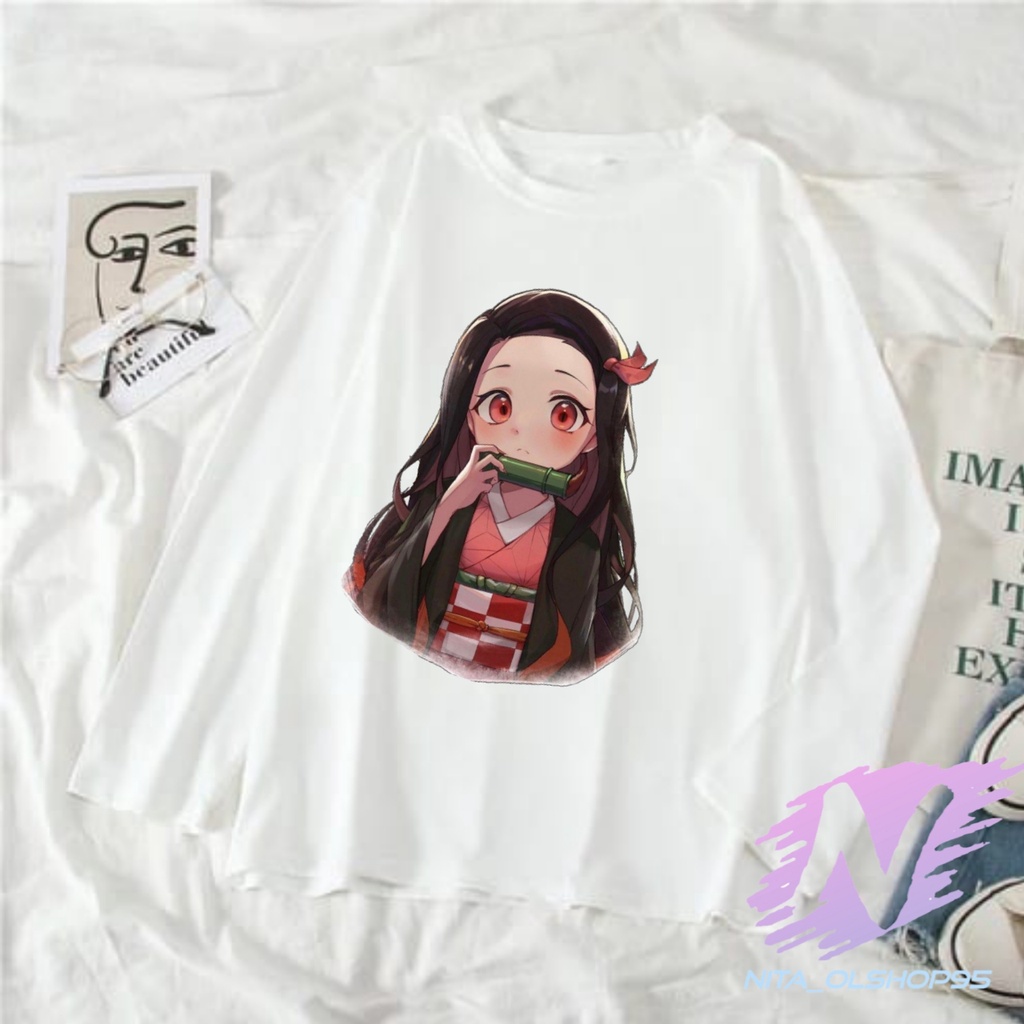 kaos nezuko chibi kaos anak lengan panjang anime populer