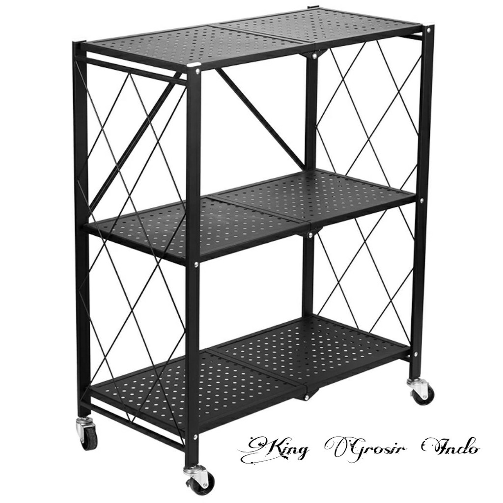 Rak Dapur Lipat 3 Tingkat Multifungsi / Rak Penyimpanan 3 Susun / Kitchen Rack Multi Layer