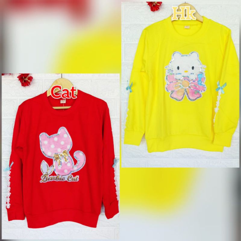 [4-9T] Sweater anak cewek import 4-9 tahun kerah mutiara import / baju atasan kaos sweater anak cewek usap import motif beruang teddy bear aplikasi bordir kerah mutiara