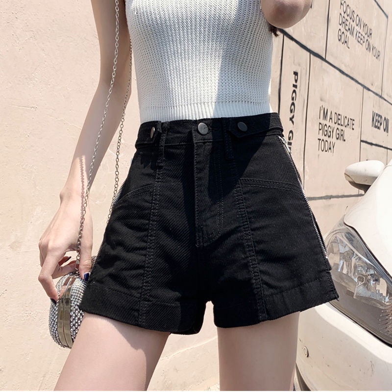 Celana hotpants jeans pendek wanita korean style cewek denim dewasa Biru high waist jens pinggang tinggi import kekinian short