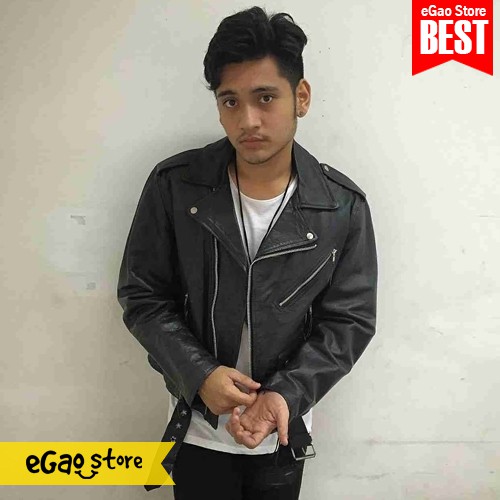 Jaket Pria Model Ramones Semi Kulit/ Jaket Rock n Roll,Jaket Kulit Pria