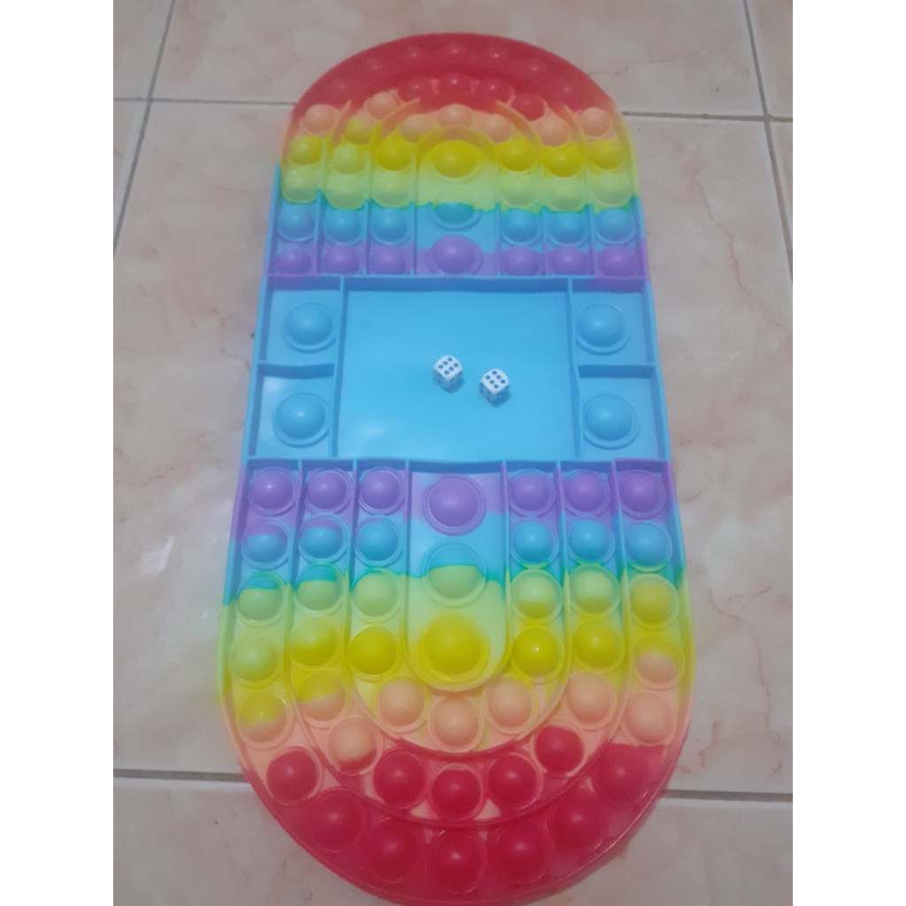 Pop It Jumbo FIDGET TOY Mainan Anak Karakter BTS Rainbow Ukuran 20 cm-dadu bulat biru37cm