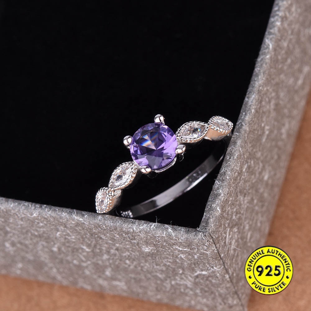 Cincin Sterling Silver 925 Dengan Topaz Biru Mewah Untuk Wanita