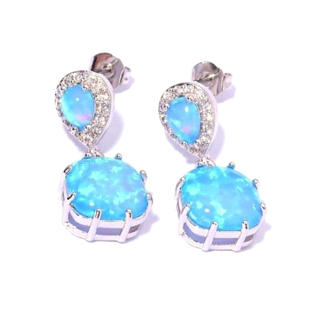 Hu Hu Hu Hu Hu Alat Bantu Pasang Kacamata♡ Anting Tusuk Gantung Wanita Hias Opal Api Untuk Pesta