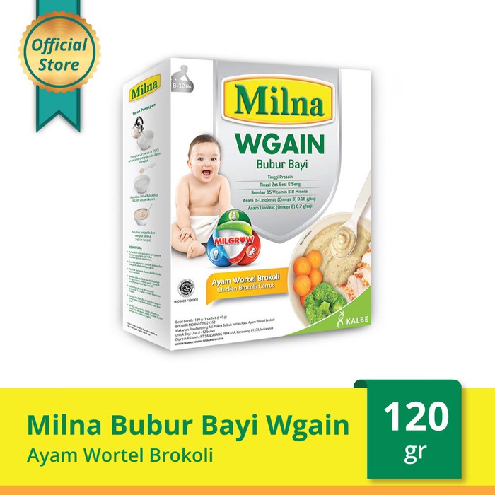 Milna 8-12 Bulan Bubur Wgain Ayam Wortel Brokoli 120 gr