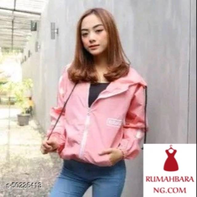 Jaket Wanita Kuxu Ando Jaket Parasut-Peach