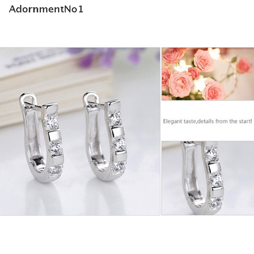 (AdornmentNo1) Anting Tusuk Sterling Silver 925 Desain Tapal Kuda Hias Zircon Untuk Wanita