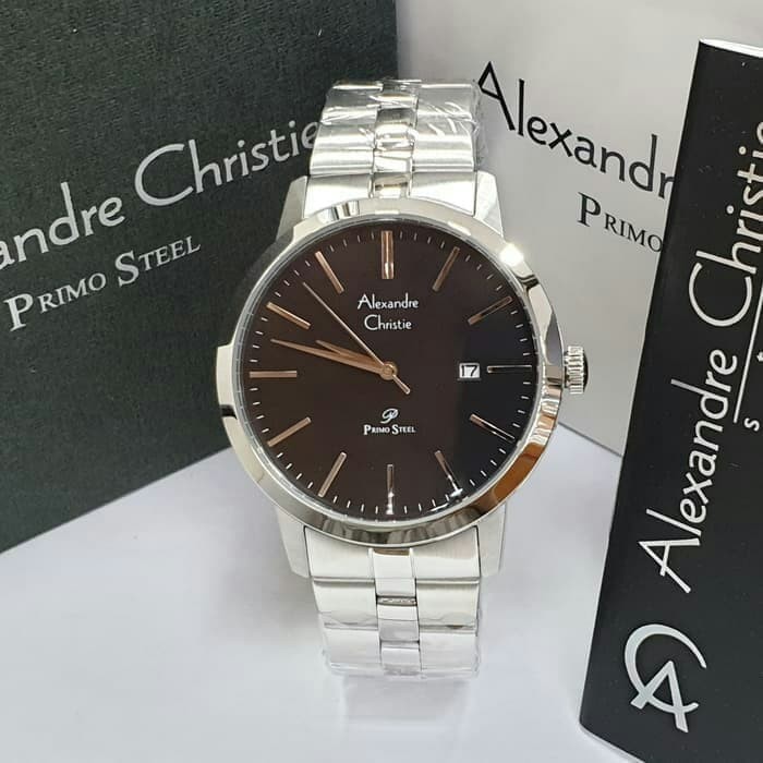 JAM TANGAN PRIA ALEXANDRE CHRISTIE AC 1007 / AC1007 SILVER BLACK ORIGINAL