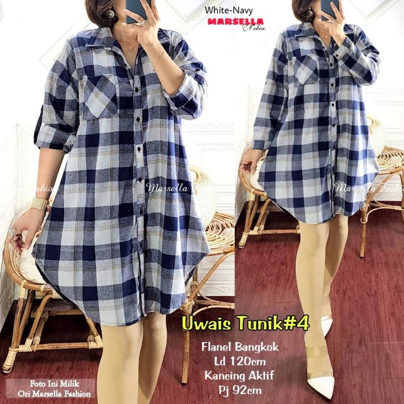 UWAIS TUNIK #4 KOTAK FLANEL MURAH JUMBO BIGSIZE MARSELLA
