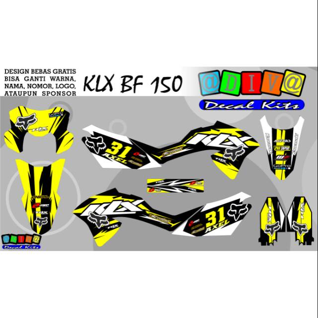 Decal KLX BF 150 FOX kuning