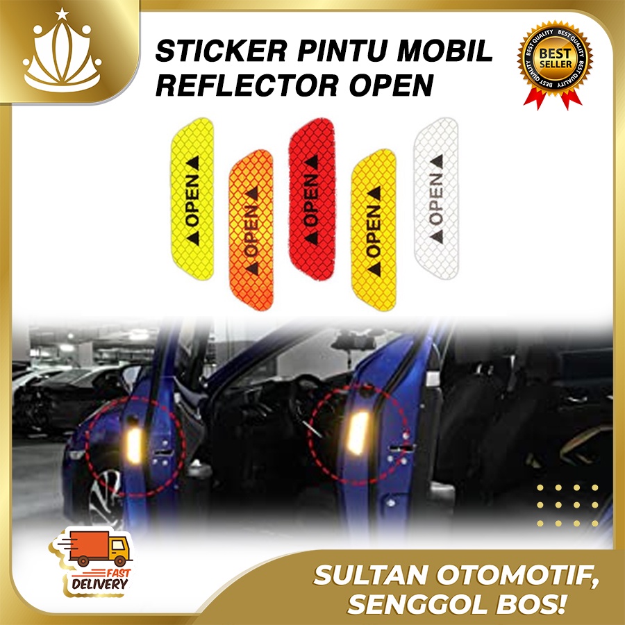 Stiker Pintu Mobil OPEN  Reflektor