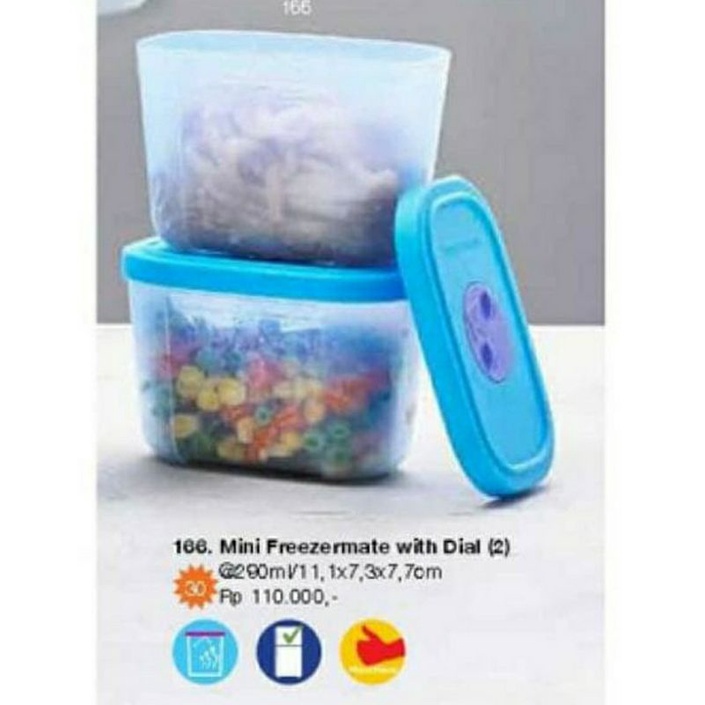 asli tuuperware pocket dan mini freezermate with dial biru / medium summer / small summer / shallow