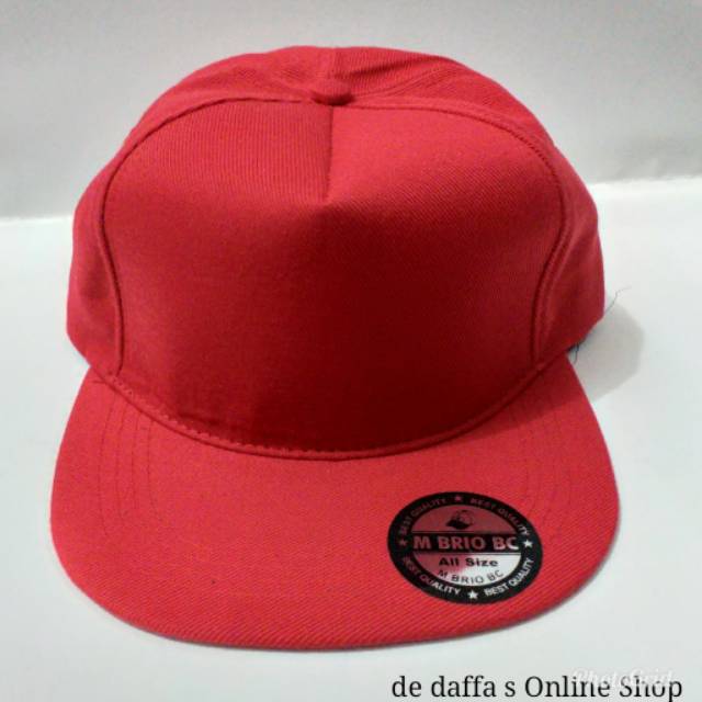 Topi Snapback Polos Dewasa Full MERAH Bahan Rapel Distro Berkualitas - MERAH