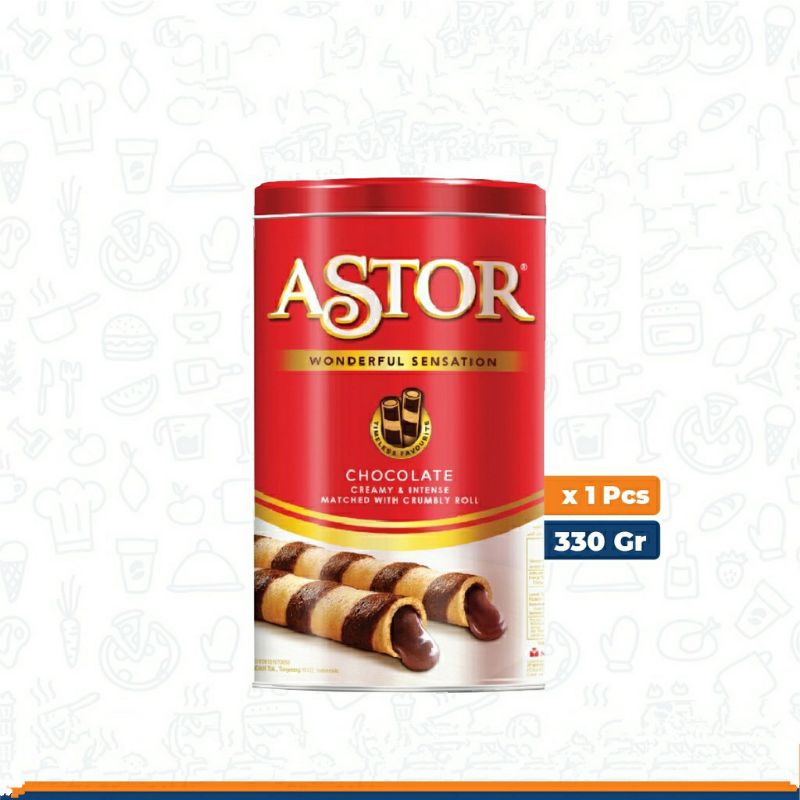 

Wafer Roll Astor Double Cokelat 330gr x 2 Kaleng