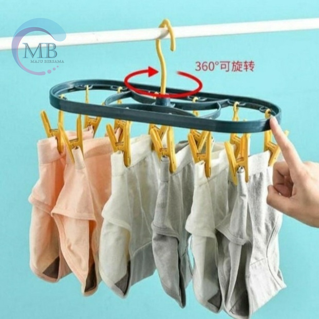 RT52 gantungan hanger hook jepit jepitan jemuran jemur baju kaos kaki jepit 12 klip MB2672