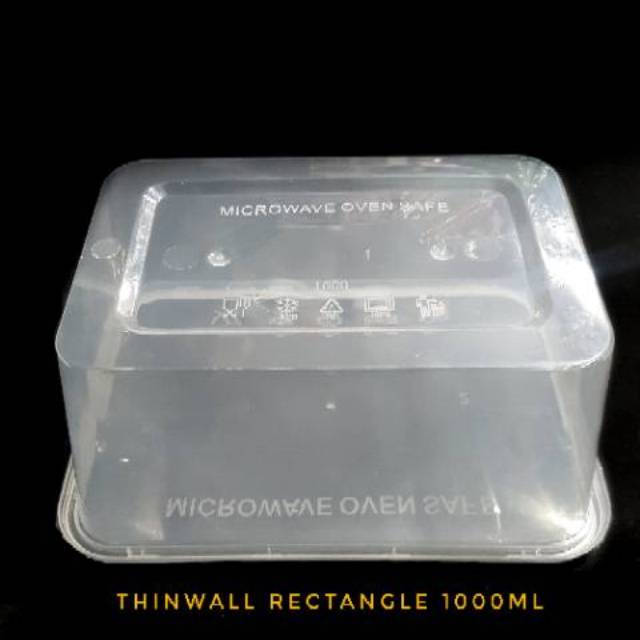 Thinwall Rect 1000ml / Mika Thinwall Kotak / Cup Rectangle FOODGRADE (Per Slop)