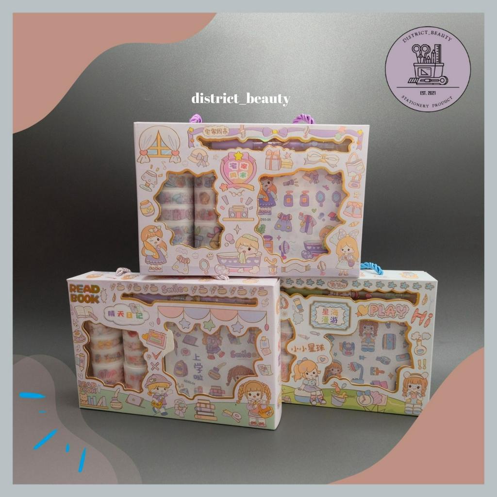 

PAKET STIKER SZ 93 SET STIKER DAN WASHITAPE ROLL FREE CUTTER PEN PAKET STIKER DAN WASHI TAPE CUTE GIRL MOMO MASU TERMURAH