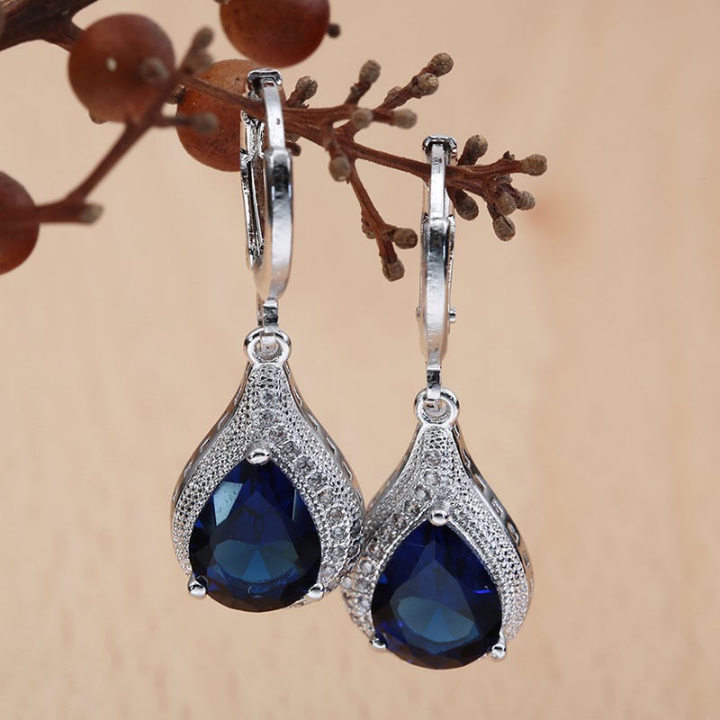 JA-001 Anting Sapphire Safir Perhiasan Silver Perak