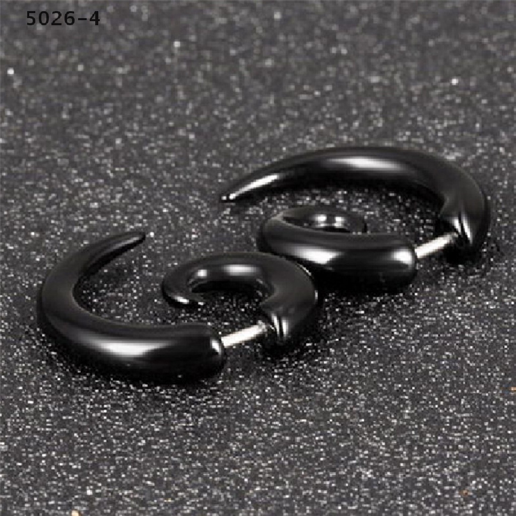 5026-4 Fashion Cool Punk Stud Earrings Rock Men Black Earrings Women PVC Anti Allergy Earrings 5026-4