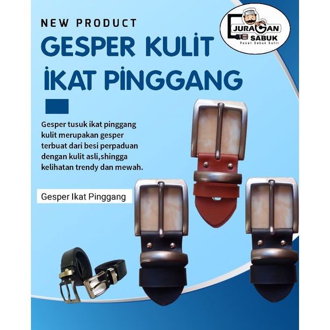 Kepala Gesper Ikat Pinggang Tusuk Kulit Asli Pria Gesper Belt