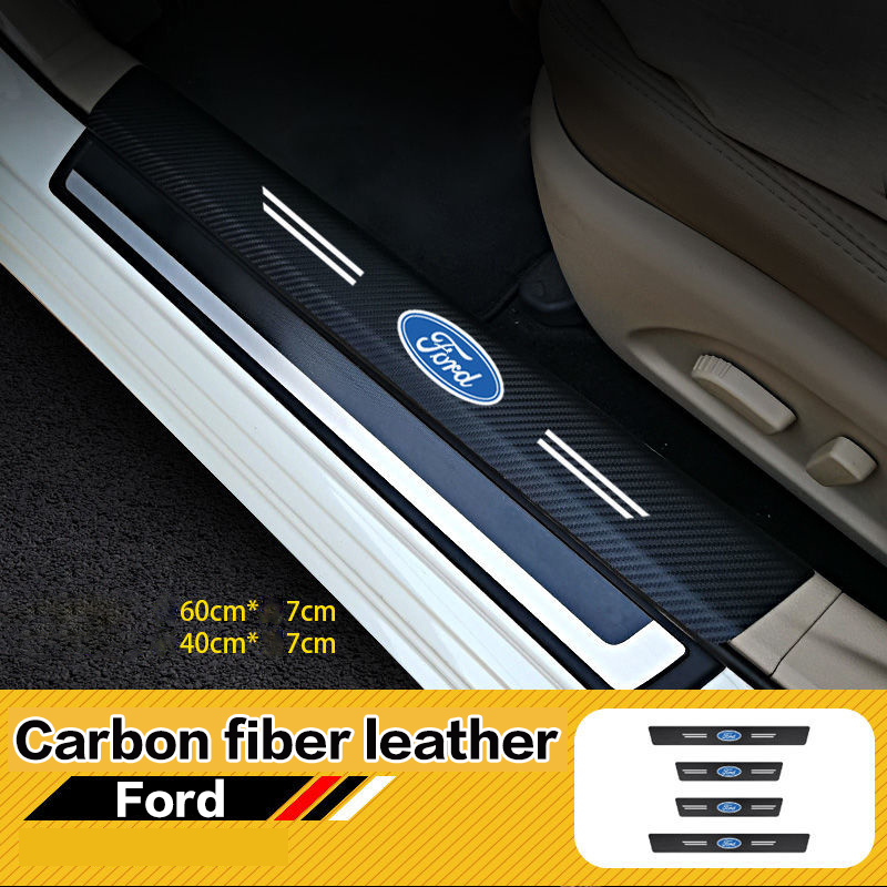 Stiker Pelindung Pintu Bagasi Mobil Bahan Kulit Carbon Fiber Untuk Ford Ranger Everest Focus Fiesta