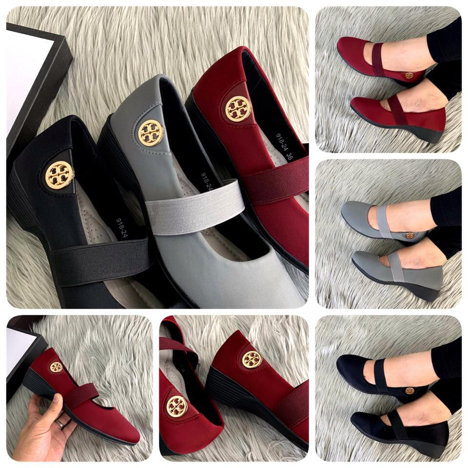 Sepatu TORY BURCH Envelope Silk Wedges 918-24  JKL 84  impor batam reseller murah wedges sport canti