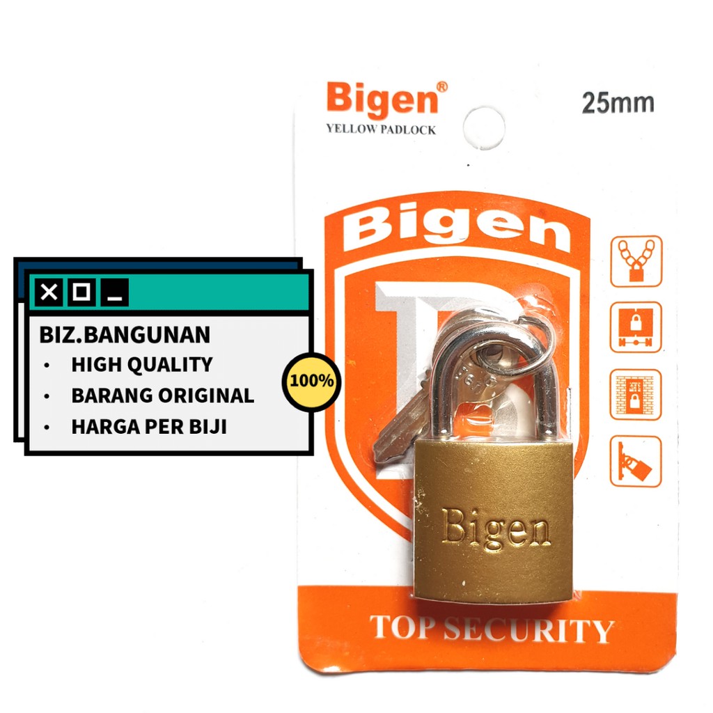 GEMBOK KUNING BIGEN 25MM - TAS / KOPER 25 MM