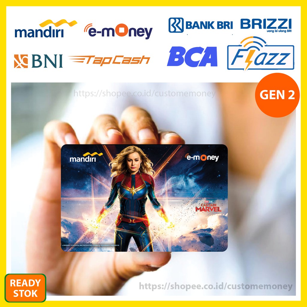 KARTU EMONEY CAPTAIN MARVEL SUPERHERO 73 ETOLL MANDIRI FLAZZ BCA GEN 2 TAPCASH BRIZZI - 1 SISI