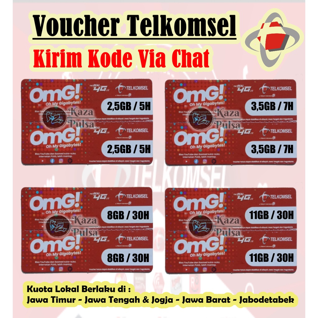 Voucher Telkomsel 2,5GB 3,5GB 8GB 11GB Lokal Jatim - Jateng & Jogja - Jabar - Jabodetabek
