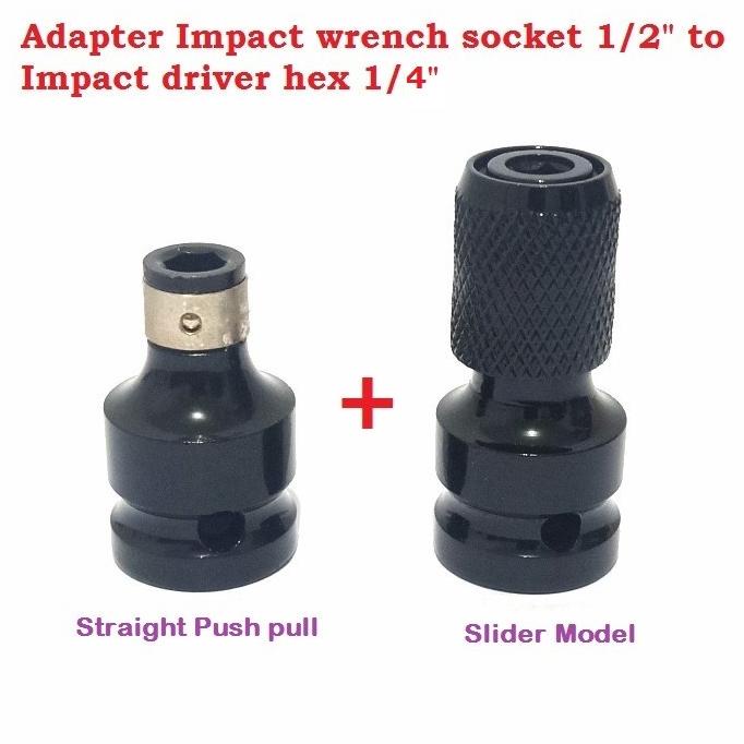 

impact wrench 1/2" - impact driver obeng hex 1/4" adapter adaptor 2pcs