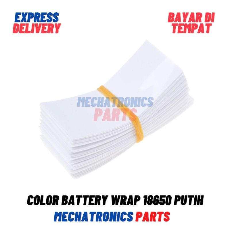 COLOR BATTERY WRAP 18650 PLASTIK BATERAI JAKET PLASTIK SKIN PVC JACKET- PUTIH