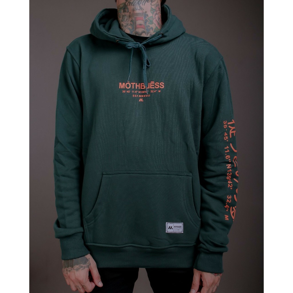 Jaket Hoodie MOTHBLESS HAND LIST JAPANESE – Green Edition Trendy Casual  Unisex Good Brand Quality S