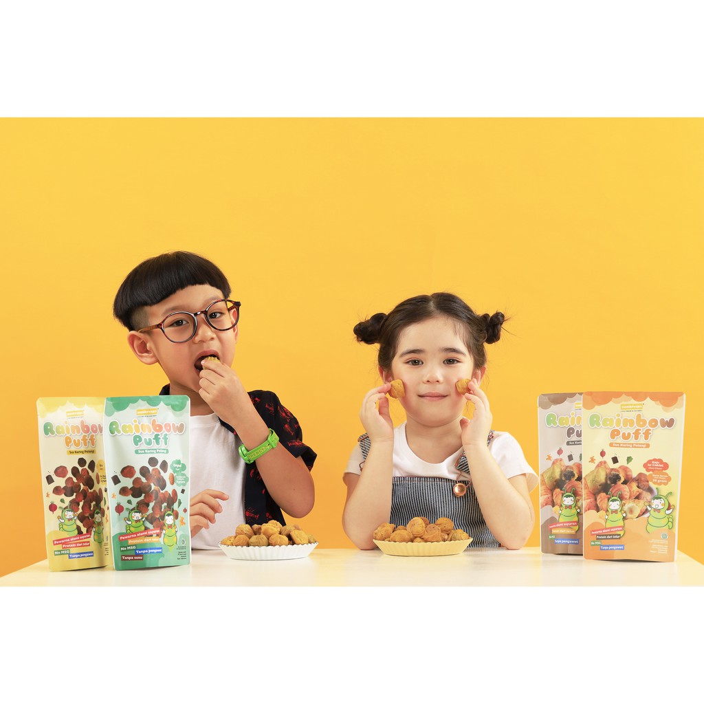 SUNKRISPS RAINBOW PUFF 50GR SNACK SEHAT BAYI | CEMILAN KUE SUS KERING COKLAT KEJU