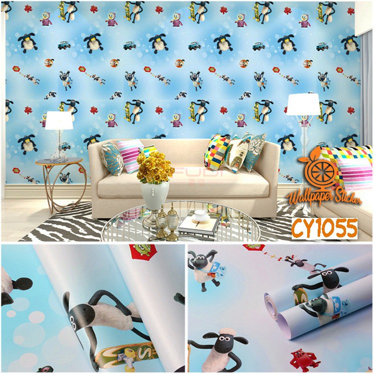 CY1055 Wallpaper SHAUN THE SHEEP 10 m X45 cm Walpaper Stiker Dinding