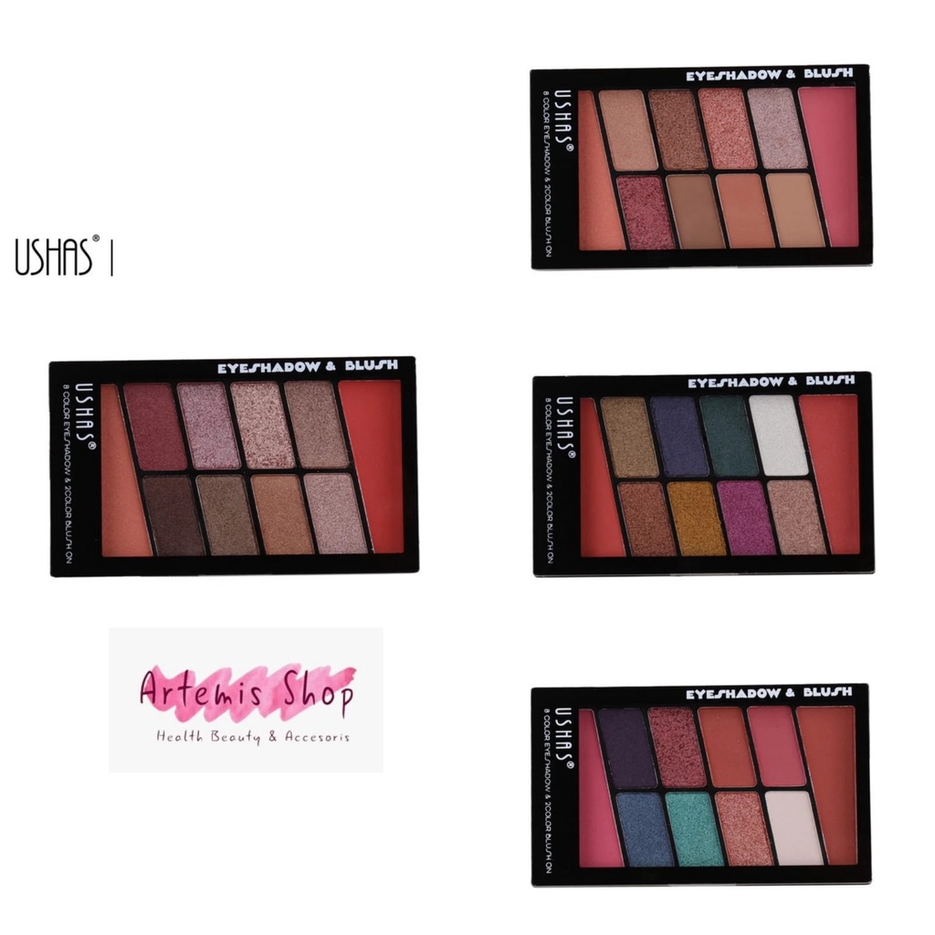 Ushas Eyeshadow &amp; Blush On / 8 Color Eyeshadow &amp; 2 Color Blush On / BPOM