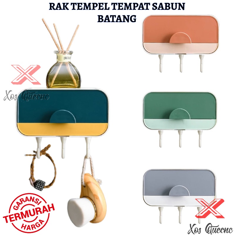 XOQ - Kotak Sabun Batang Model Tempel Di Dinding / Rak Tempel Kamar Mandi / Organizer Box Tempel