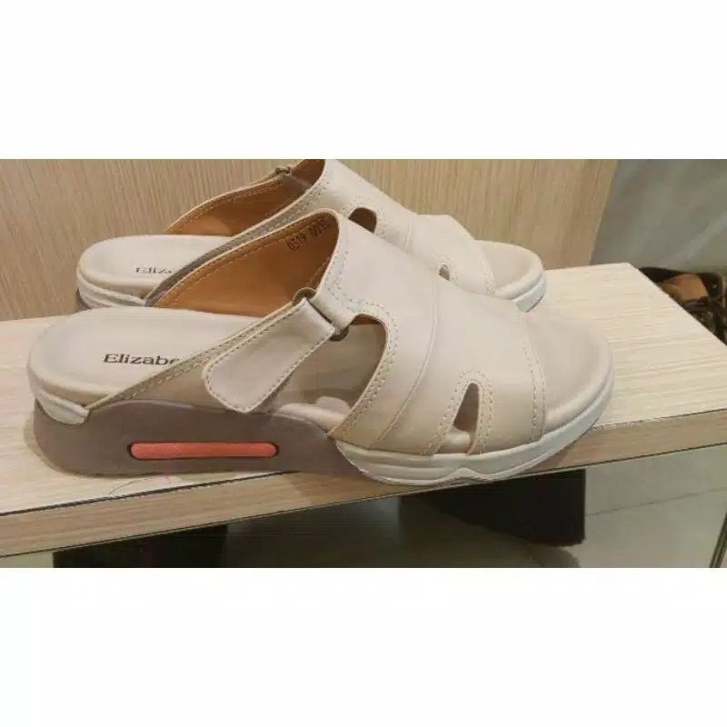Sandal slop wedges wanita elizabeth