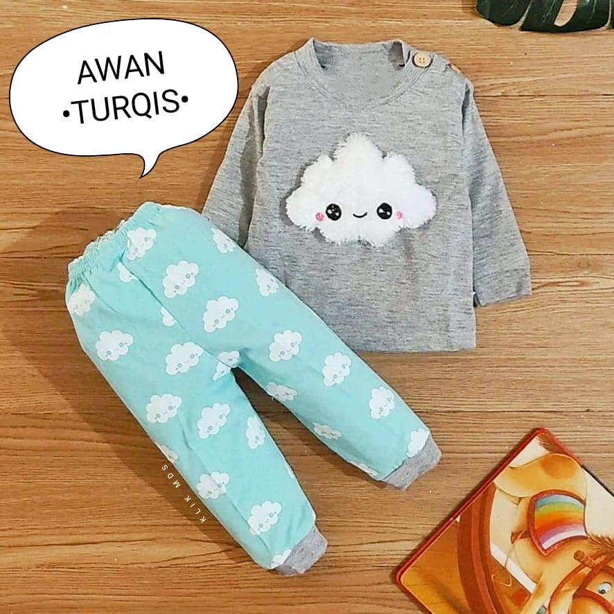 Klik Mds Baju Tidur Anak Bayi Usia 2-15 Bulan Motif Boneka Awan Piyama Anak