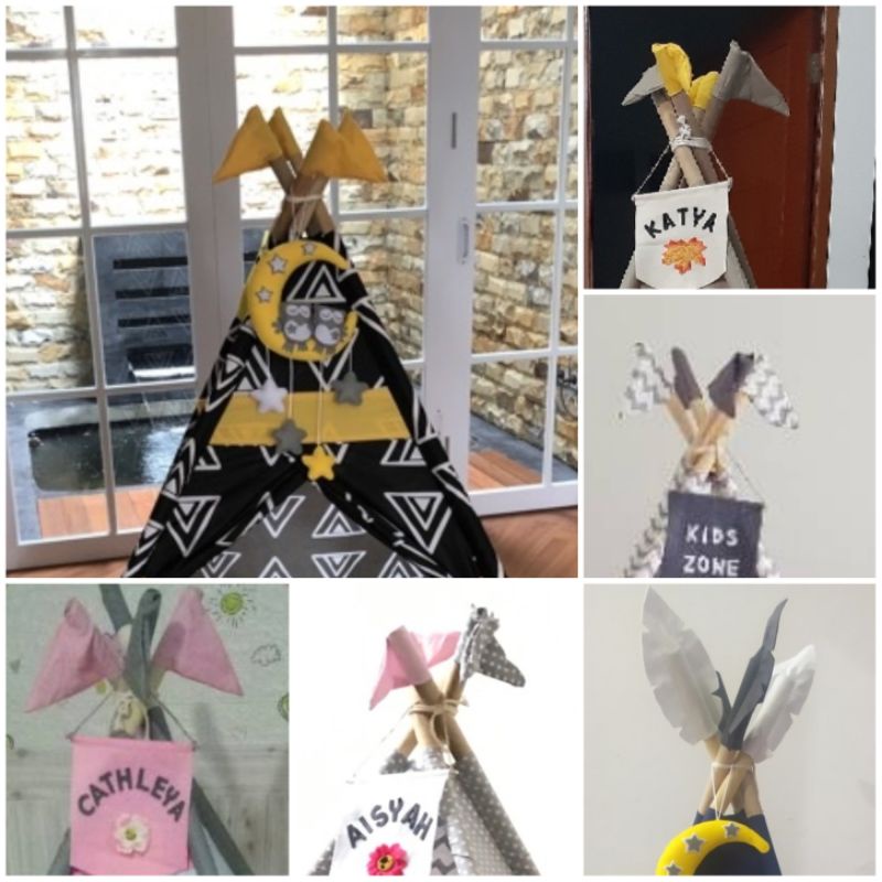 satu set Bendera tiang Tenda Teepee ( isi 4 bendera)