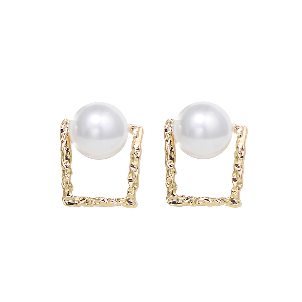 Sterling silver jarum gaya dingin Pearl metal stud anting-anting Korea bermutu tinggi Pearl vintage