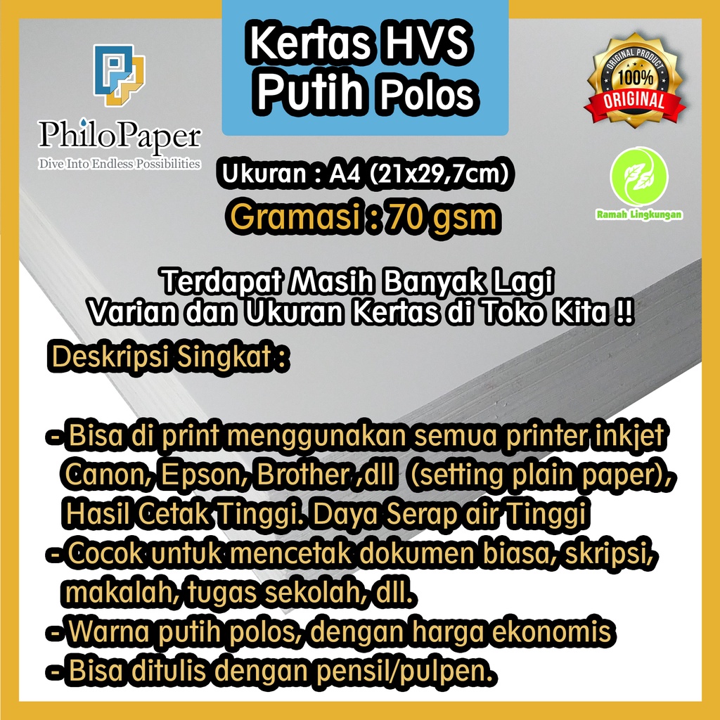 

Kertas HVS Putih Polos 70 Gsm A4