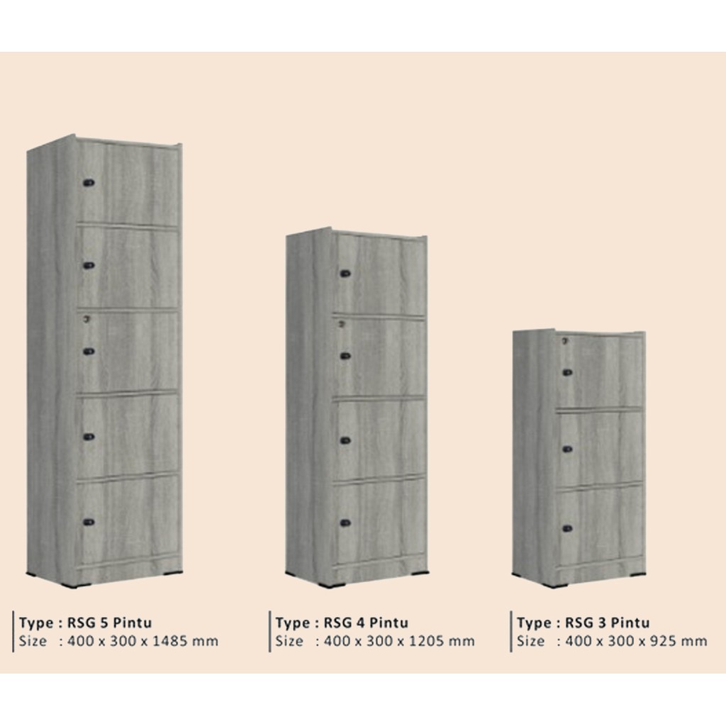 LEMARI RAK BUKU SERBAGUNA SUSUN 3 4 5 KAYU DENGAN KUNCI