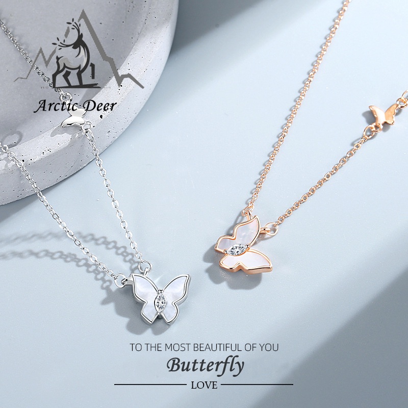 Butterfly-Kalung perak asli S925 Modis dan murah hati necklace  pure fashion s925 Original Arctic Deer