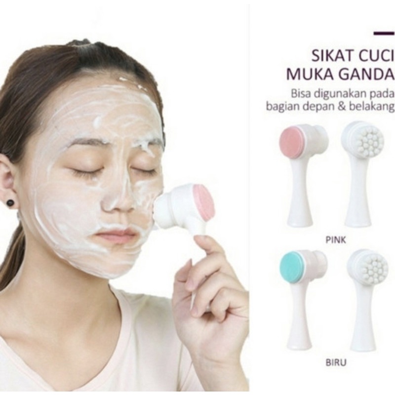 Pembersih Wajah Silikon Alat Cuci Muka Wajah Facial Brush Wash 2in1