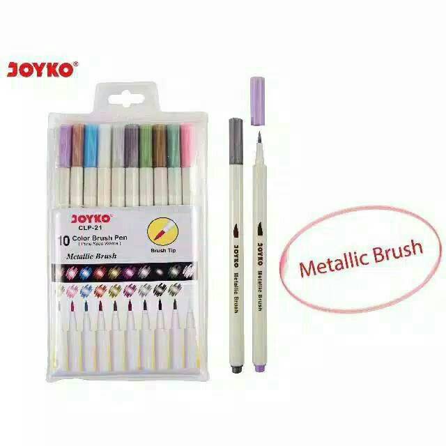 

Spidol Kuas Color Brush Pen CLP-21 Metallic Colour 10 Warna Joyko