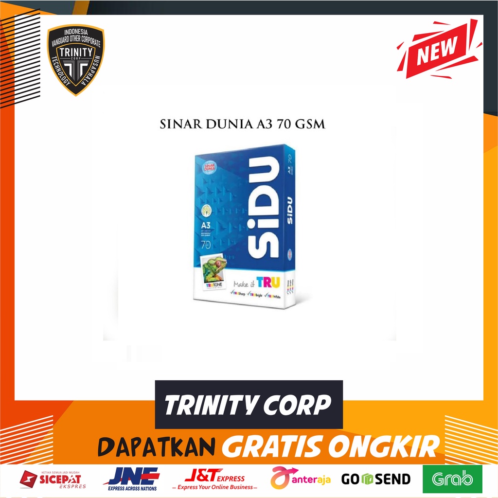 

Kertas Fotocopy HVS Sinar Dunia SIDU A3 70 Gram Gsm Gr 70Gr